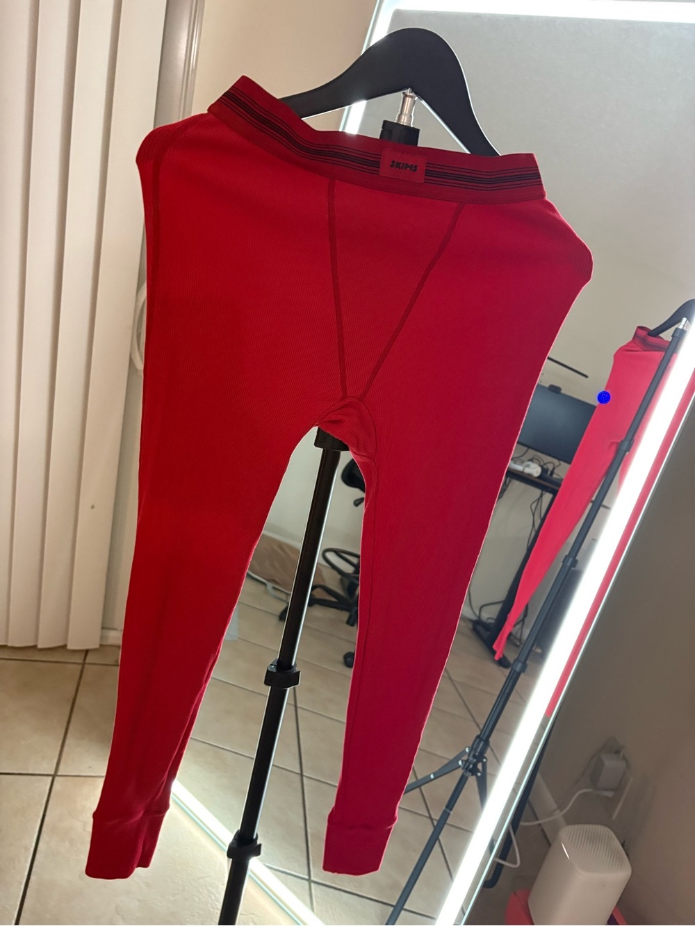 SKIMS Red Ribbed Leggings